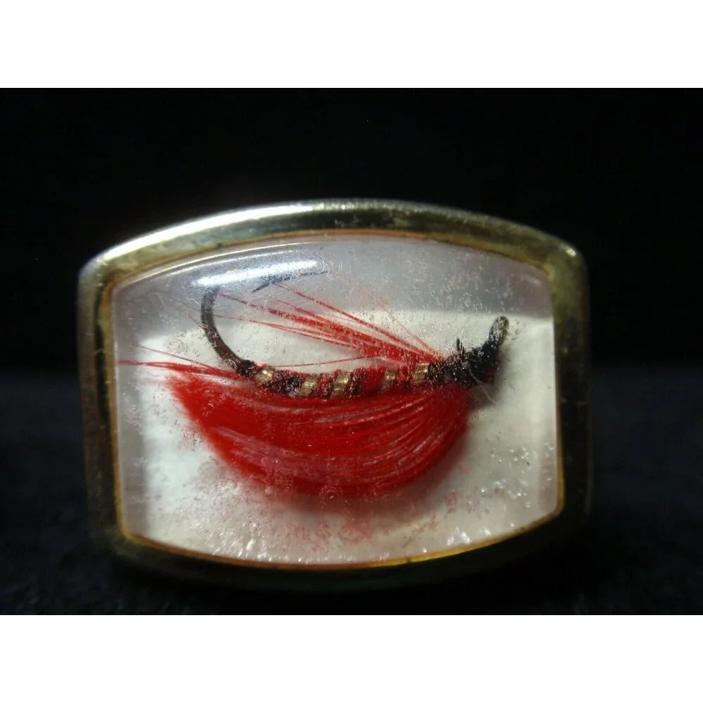 Anson Lucite and Metal Fishing Lure Cuff Links
